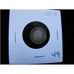 1858 SEATED HALF DIME