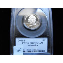 2006 S PCGS PROOF 69 DCAM NEBRASKA 25 C QUARTER
