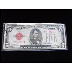 $5 1928 C RED SEAL LEGAL TENDER