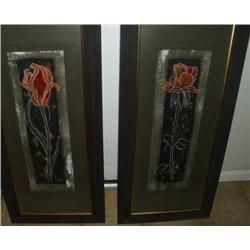 2 Original Paintings "Midnight Rose' & Midnight Blue Signed by Peters, Framed & Matted