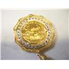 Image 2 : 24K $10 Gold Eagle Coin and 3/4 Carat Diamonds Pendant