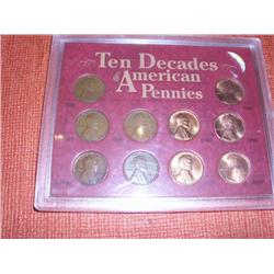 Ten Decades of American Pennies Set