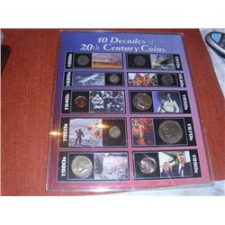 10 Decades of 20th Century Coins, Including Silver Franklin Half,Mercury