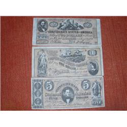 3 Confederate Notes 1861/2, Copies