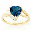 2.35ct Heart London Bl Topaz Diamond 9k Gold Ring (JEW-9450X)