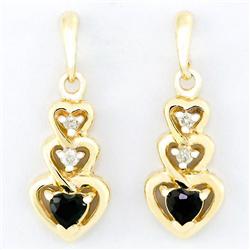 .38ct Black Sapphire Diamond 9k Gold Earrings (JEW-9210X)