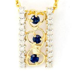 0.63Ct Blue Sapphire & 22 Diamond 9K Gold Pendant (JEW-9057X)