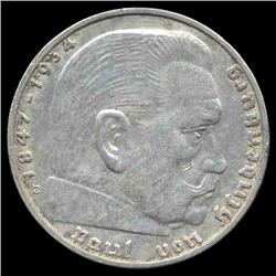 1938E Nazi Germany 2 Mark Silver Hi Grade ERROR (COI-8074)