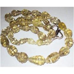 185 Natural Carved Lemon Citrine Beads Necklace (JEW-1809)