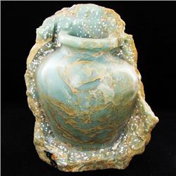 2035ct Handcarved Green Shoushan Stone Vase (MIN-000079)