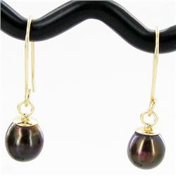 3.67ctw Black Pearl 14k Gold Earrings (JEW-2934)