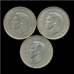 1941-42 Britain Silver 1/2 Crown AU 3pcs (COI-8883)
