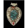 Antique Tibet Gilded Silver Inlaid Heavy Pendant (ANT-1583)