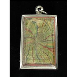 Vintage Thai Clay Buddha Amulet in Nickel Pendant Case (ANT-1146)