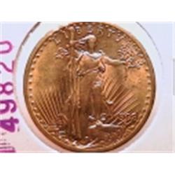 1908 Gold $20 St. Gaudens, AU 58