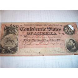 $500 Confederate States Bill 3370