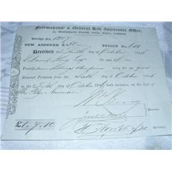 1845 Life Insurance Policy from Freemasons 
