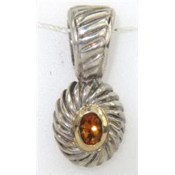 Silver / 18K Yellow Gold Citrine Pendant