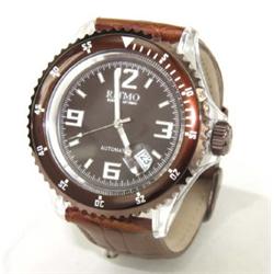Ritmo Stainless Steel Brown Leather Strap Watch
