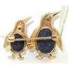 Image 2 : 14K Yellow Gold Lapis & Diamond Pin