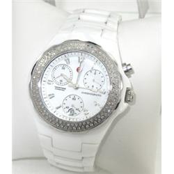 Michele Stainless Steel Diamond Chronograph Watch