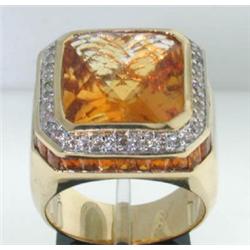 BJC 14K Yellow Gold Citrine & Diamond Ring