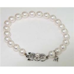 Mikimoto 18K White Gold Pearl Bracelet