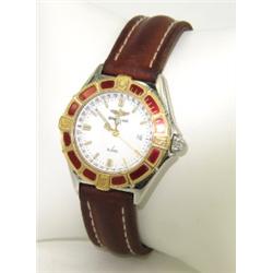 Breitling Stainless Steel Leather Strap Watch