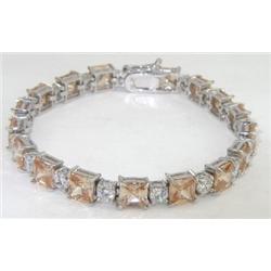 Silver Yellow Golden Stone & Diamonique Bracelet