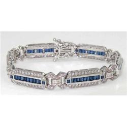 18K White Gold Sapphire & Diamond Bracelet