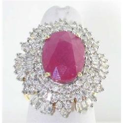 14K Two-Toned Gold Ruby Diamond Ring