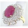 Image 4 : 14K Two-Toned Gold Ruby Diamond Ring