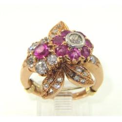 14K Yellow Gold Diamond Ruby Ring