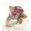 Image 2 : 14K Yellow Gold Diamond Ruby Ring