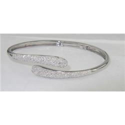 14K White Gold Diamond Bangle