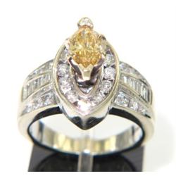 14K White Gold Champagne Diamond Ring