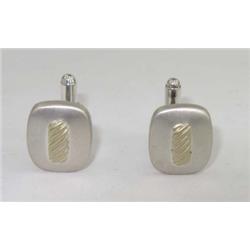 David Yurman Silver/ 18K Yellow Gold Cufflinks