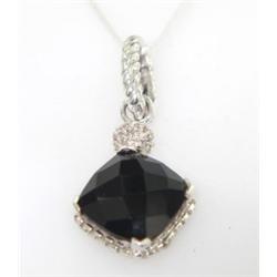 David Yurman Silver Onyx & Diamond Pendant