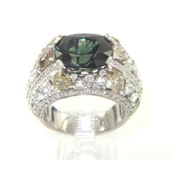 Platinum Diamond & Tsavorite Ring