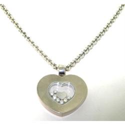 Chopard 18K White Gold, Happy Diamond Necklace