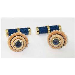 Trianon 18K Yellow Gold Sapphire & Enamel Cufflinks
