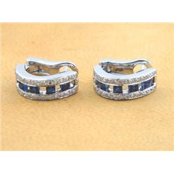 Platinum Diamond and Sapphire Earrings
