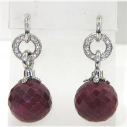 18K White Gold, Ruby & Diamond Earrings