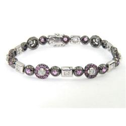 Salavetti 18K White Gold Pink Sapphire Diamond Bracelet