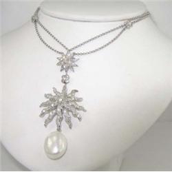 Salavetti 18K White Gold Diamond & Pearl Necklace