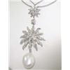 Image 2 : Salavetti 18K White Gold Diamond & Pearl Necklace