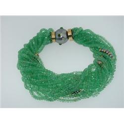 Trianon 18K Gold Emerald Beads Diamond Bracelet