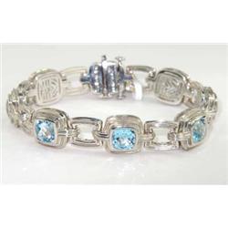 Charles Krypell 14K Gold/Siver Blue Topaz Bracelet