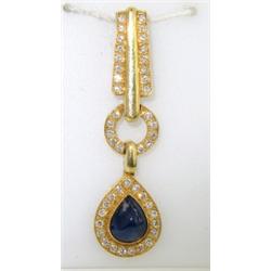 Gucci 18K Yellow Gold Diamond,Cabochon Sapphire Pendant