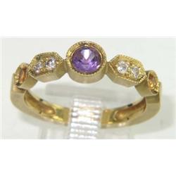 18K Yellow Gold Amethyst, Citrine & Diamond Ring